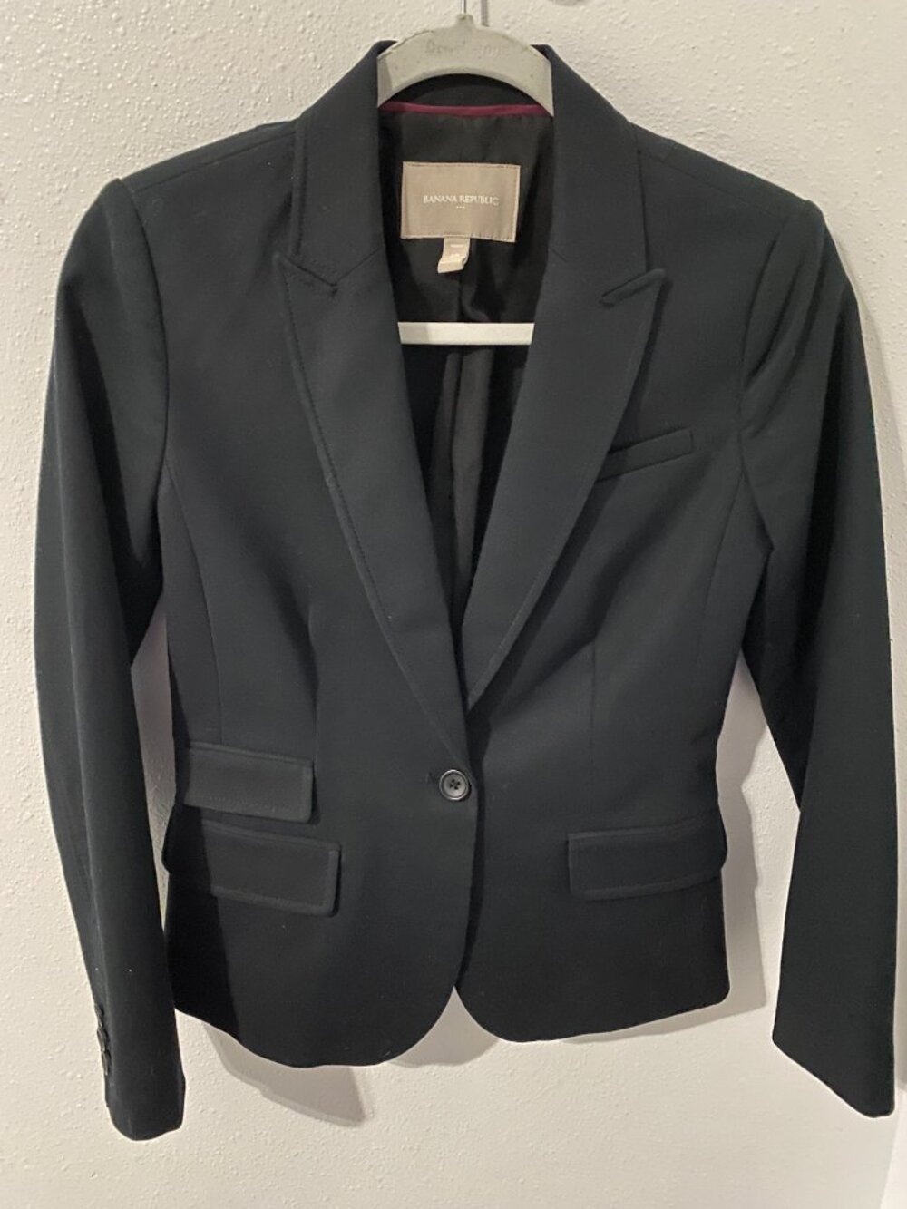 Banana Republic Black Stretch Cotton One Button Blazer Women’s Size 2
